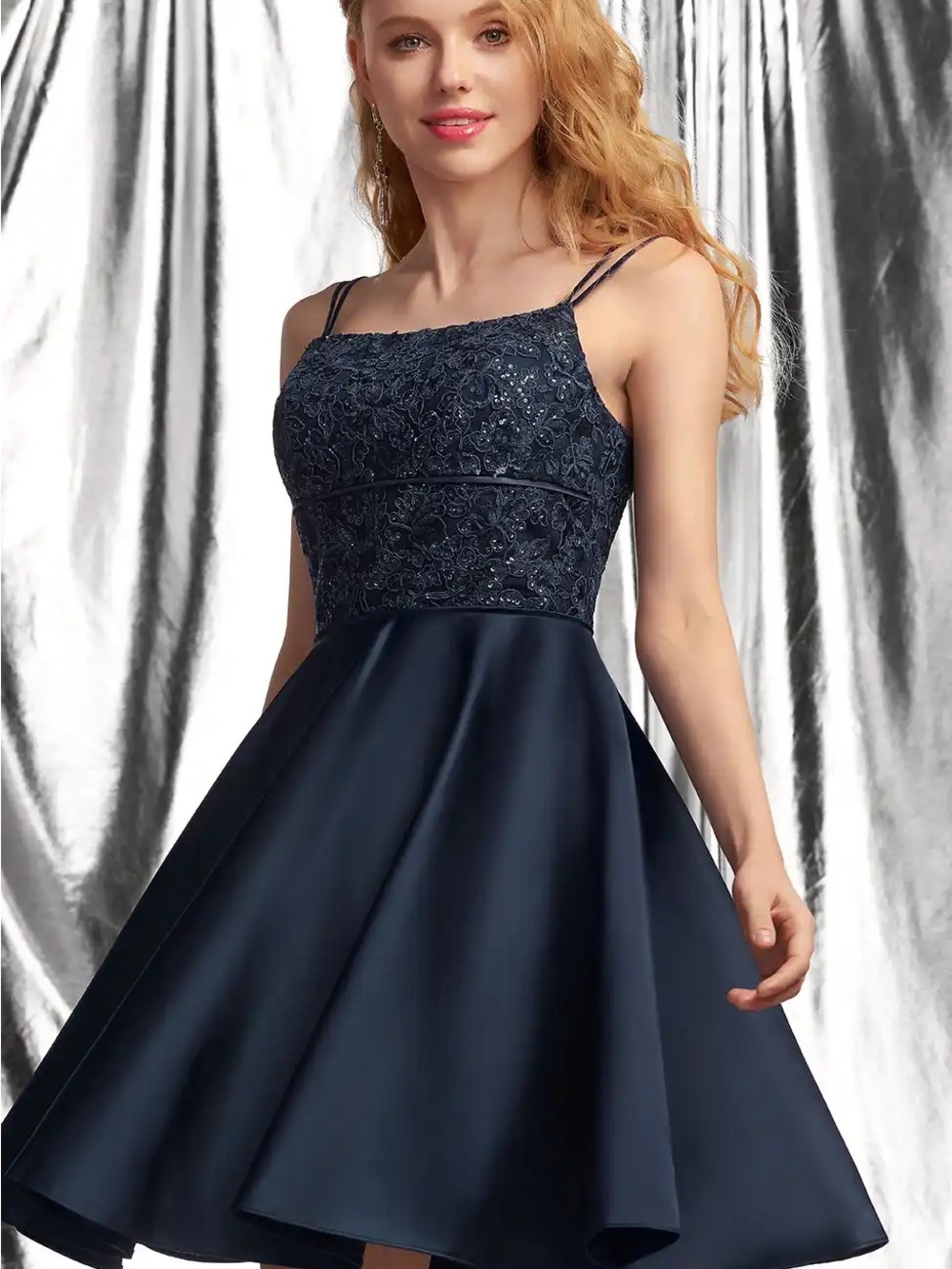 JJ’s House Navy Blue Homecoming Dress Lace Corset Size 4